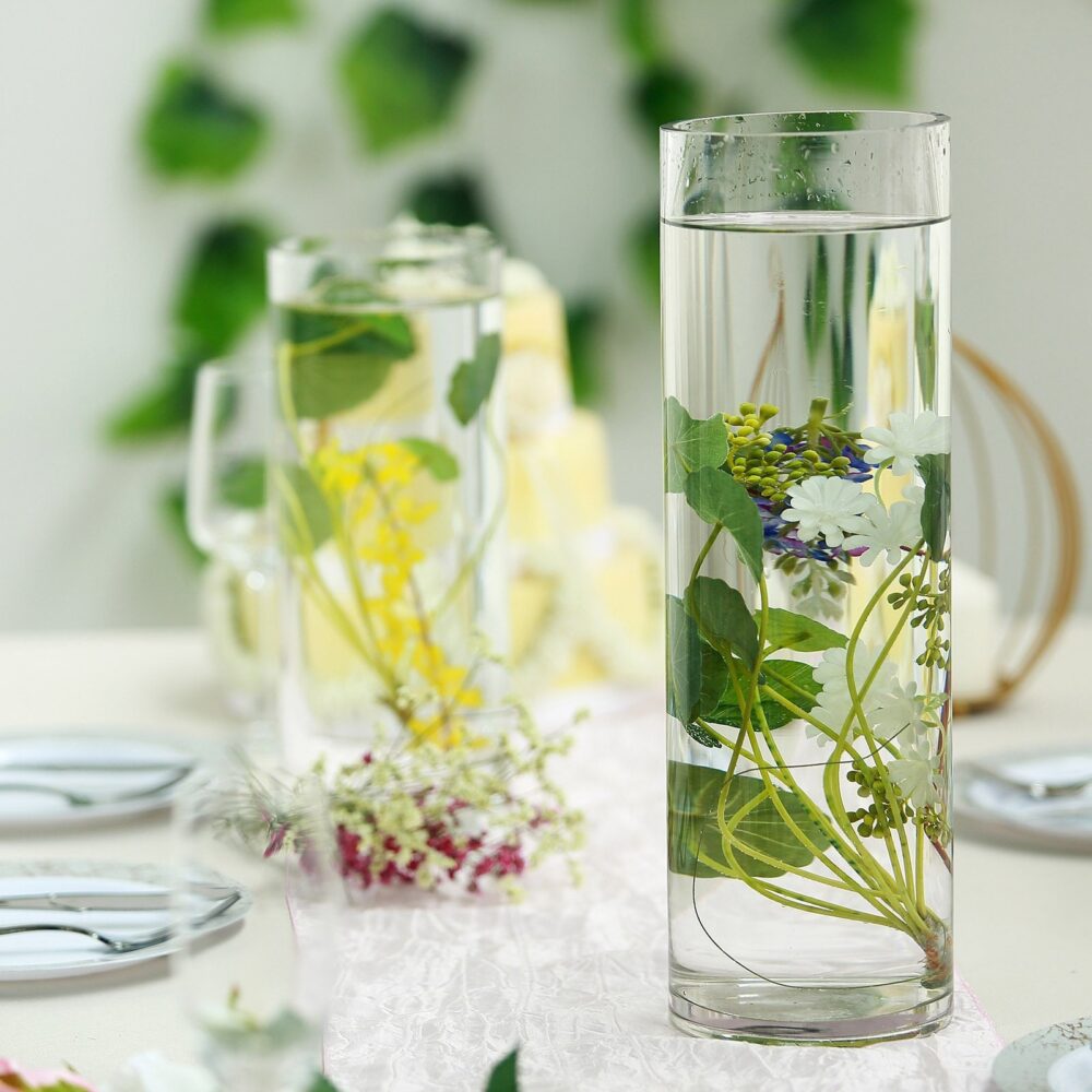 Set Of 6 | 16" Clear Glass Vase, Flower Cylinder Vase For Candles, Wedding Centerpiece, Modern Decor, Housewarming
