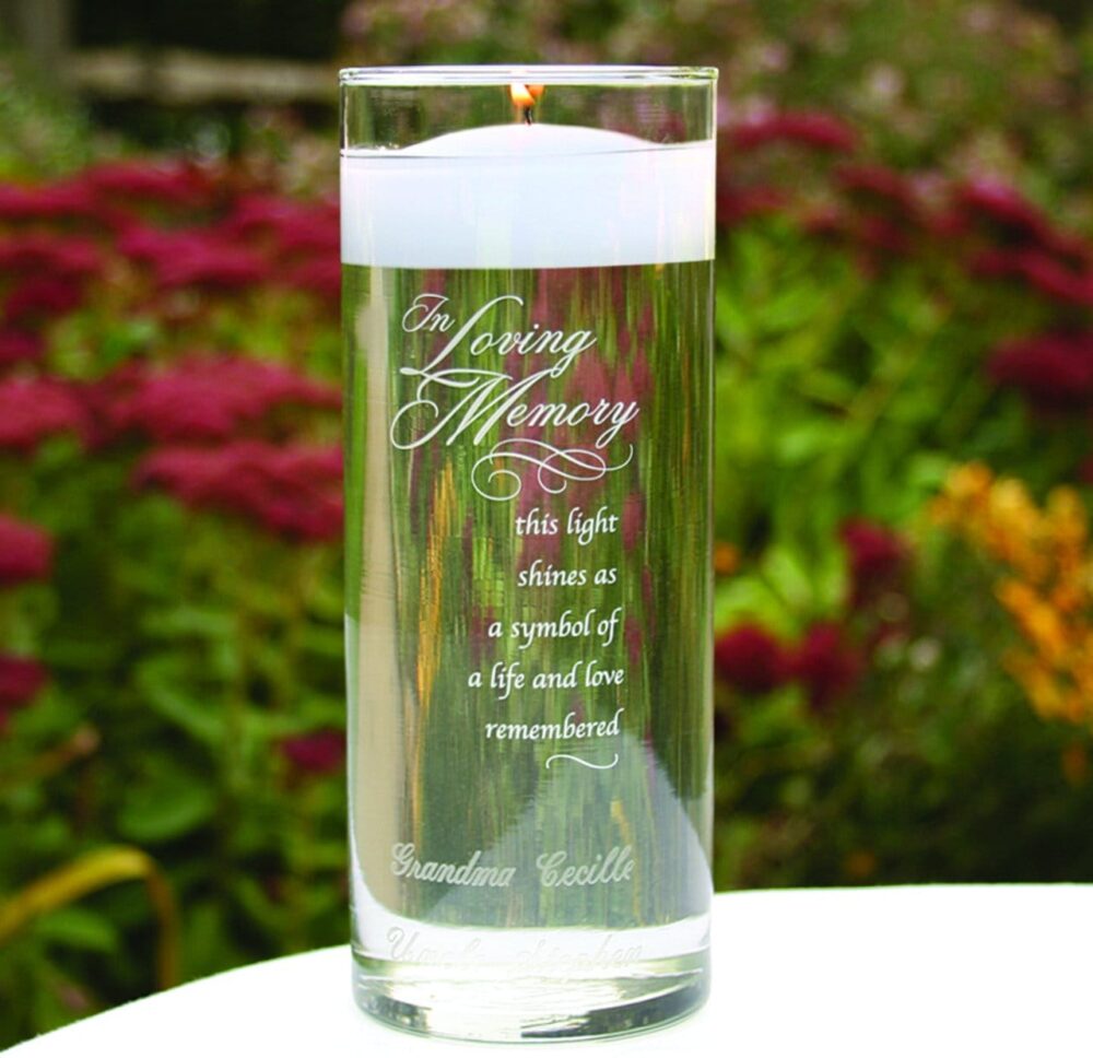In Loving Memory Memorial Cylinder|Personalized Wedding Cylinder|Engraved Cylinder|Memorial Candle Vase|Tribute Engraved