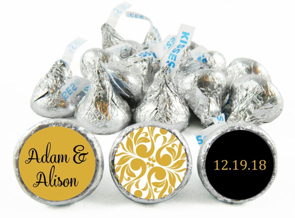 Gold, Any Color, Wedding Labels For Hershey's Kisses. Kiss Stickers - Gold Party Favors Anniversary Set Of 108 #idwed701