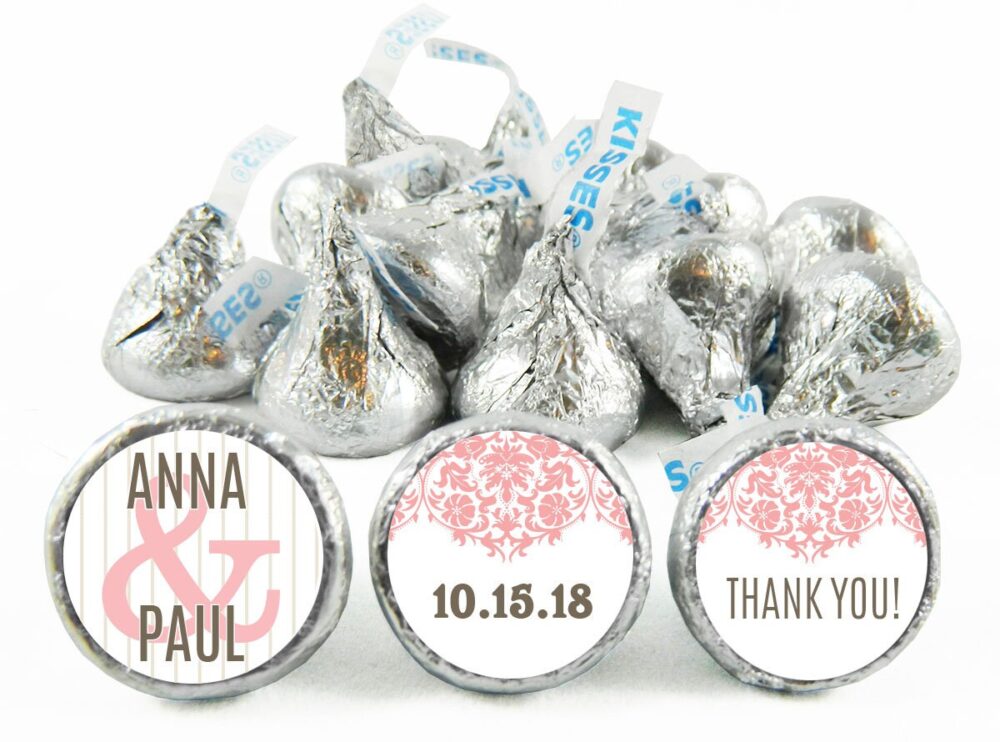 Set Of 108 - Silver Wedding Stickers For Hershey's Kisses. Anniversary Labels Kisses Party Favors #idwed711