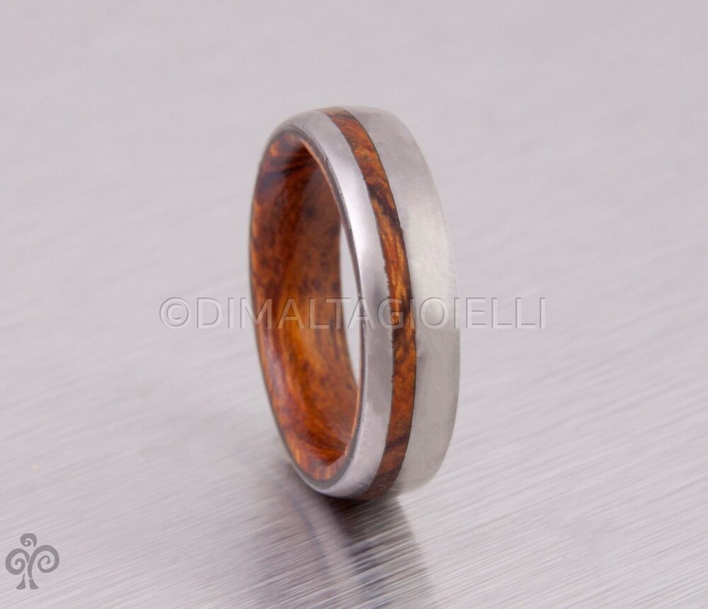 Wood Wedding Band Mens Ring Woman Desert Iron Wood Man Jewelry Titanium