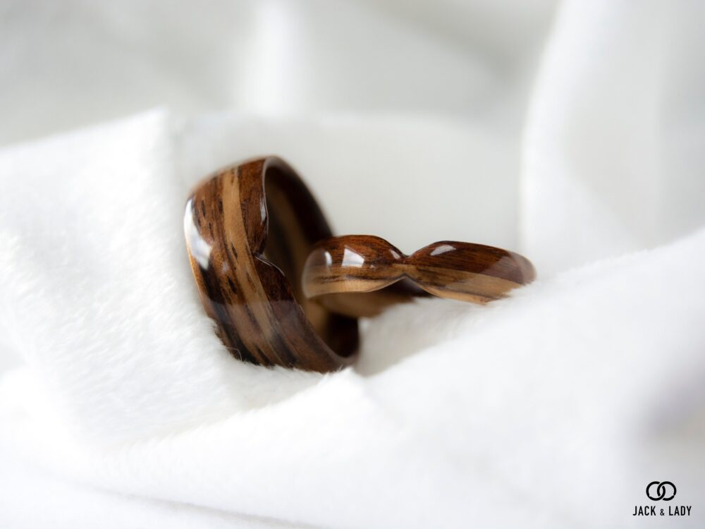 Wood Wedding Band Set Handmade Bentwood Couple Rings