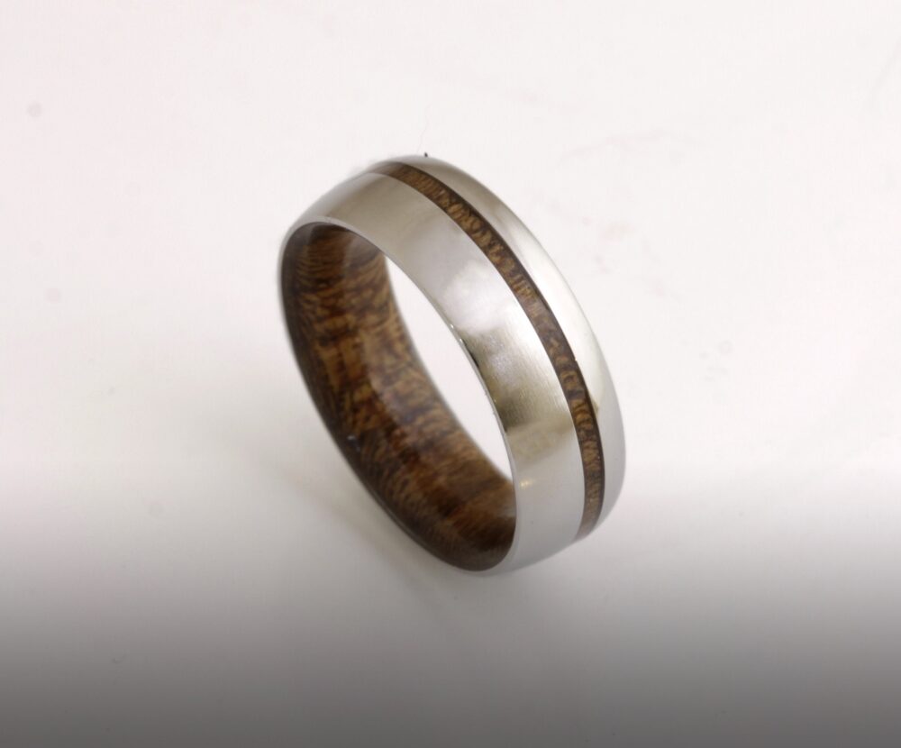Wood Wedding Band Mens Ring Woman Louro Preto Man Jewelry Titanium