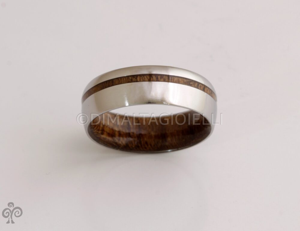 Wood Wedding Band Mens Ring Woman Man Jewelry Titanium