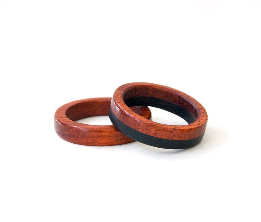 Wood Wedding Band, His & Hers Rings, Promise Ring Set, Wood