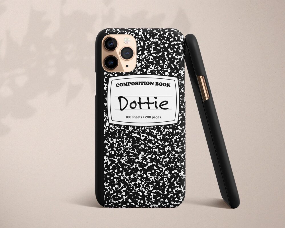 Custom Name Google Pixel Phone Case Composition Notebook Personalized 10 9 Xl 9A 8 Pro 7 6 Black & White Gift For Teachers