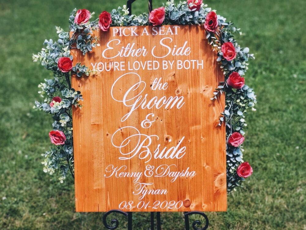 Wedding Entrance Sign/Pick A Seat/ Either Side/You're Loved By Both/The Groom & Bride/Wedding Seating Sign/Ceremony Sign/