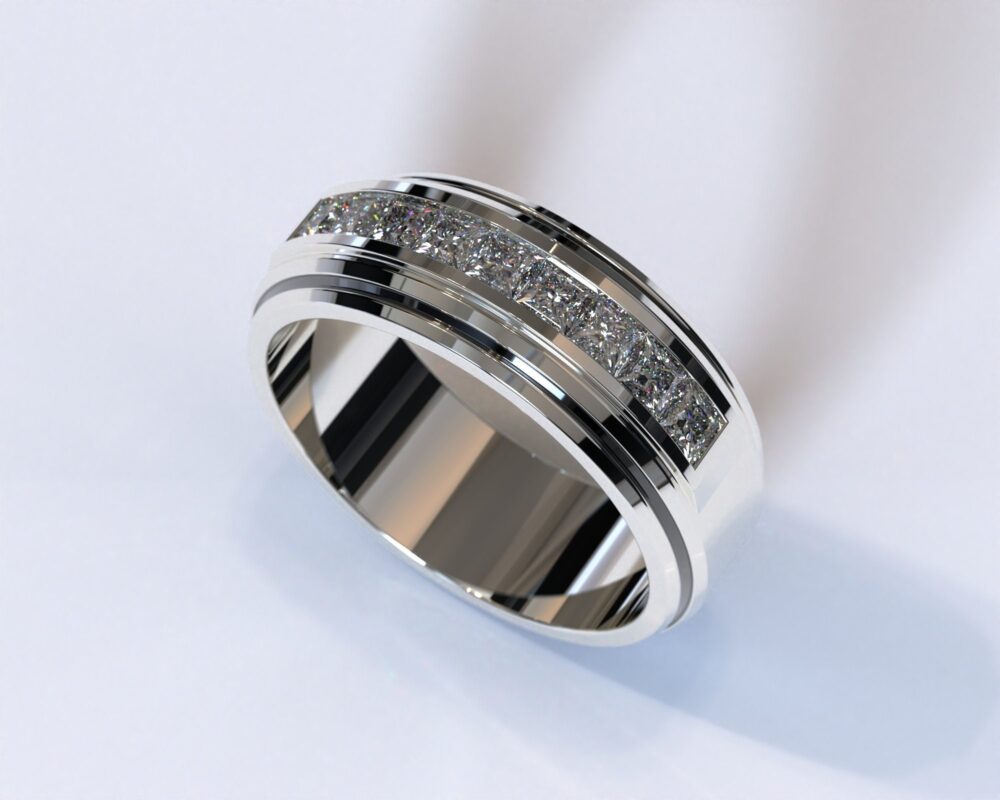 Diamond Wedding Bands For Men, Man Band, Platinum Band Ring, Unique Ring