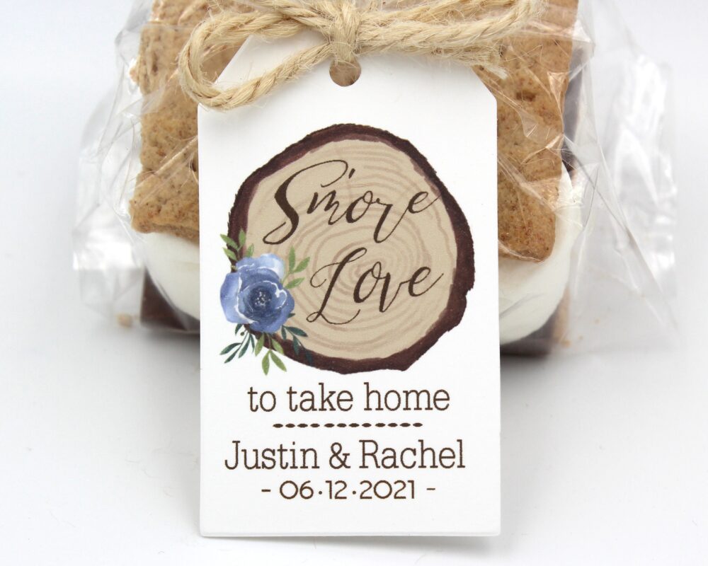 Blue Rose Wedding Favors Tag | Smore Love Kit Rustic Favors Kit Diy Bags/Tag W/Twine Outdoor