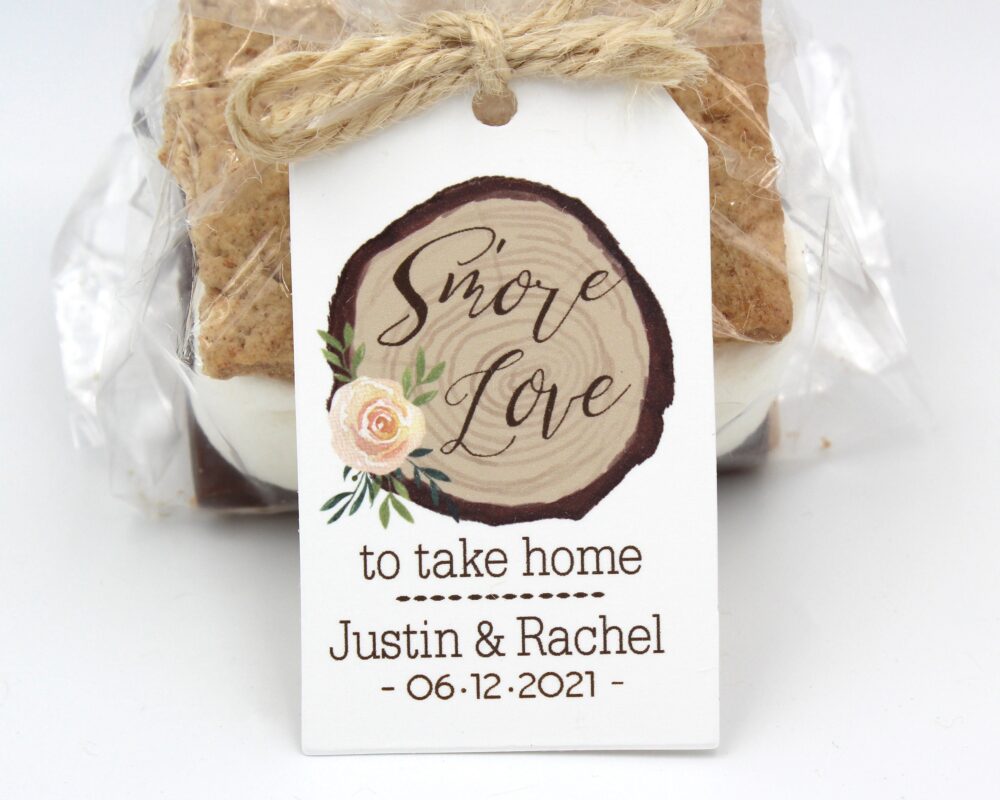Blush Rose Wedding Favor Tags | Smore Love Kits Smores Favor Kit Diy Bags/Favor Tag W/Twine