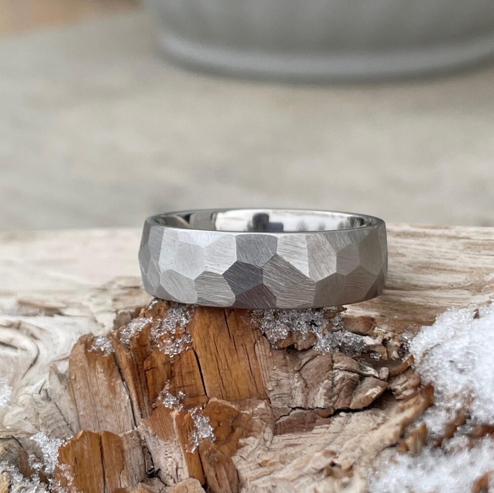 Facet Cut Titanium Band, Solid But Lightweight, Made To Order By Us, Wedding Ring