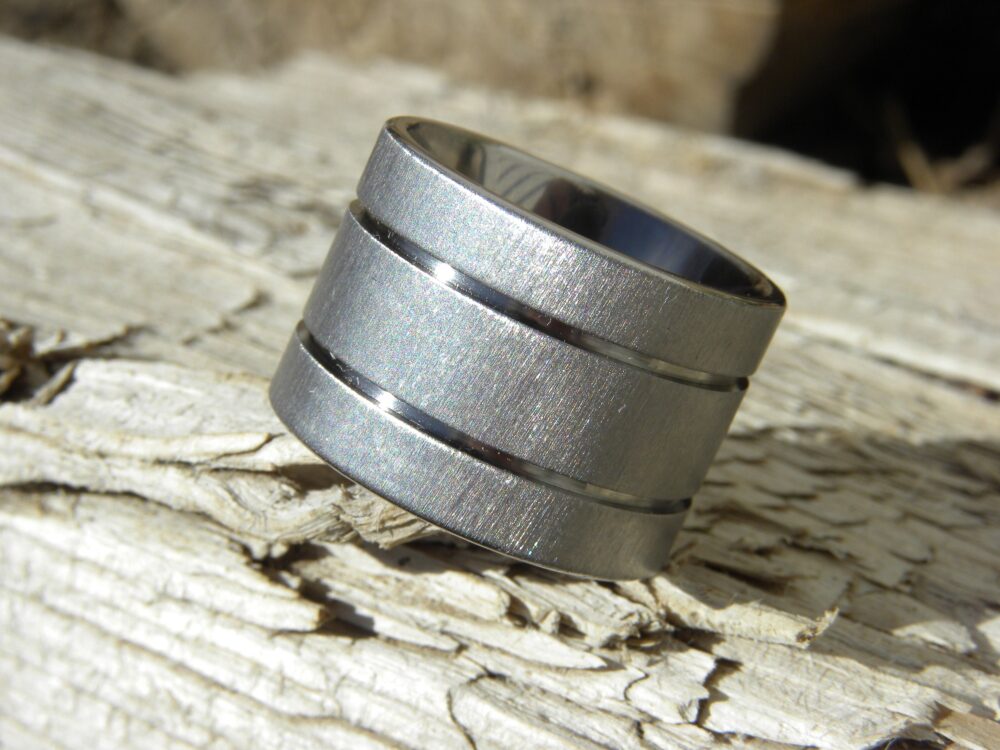 Wide Titanium Band Ring Frosted Finish, Comfort Fit