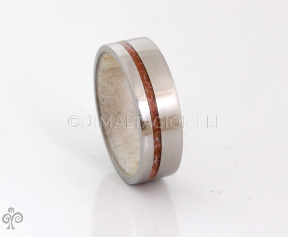 Antler Ring Titanium Wedding Band Coral Woman Man Antler Anniversary Engagement Flat