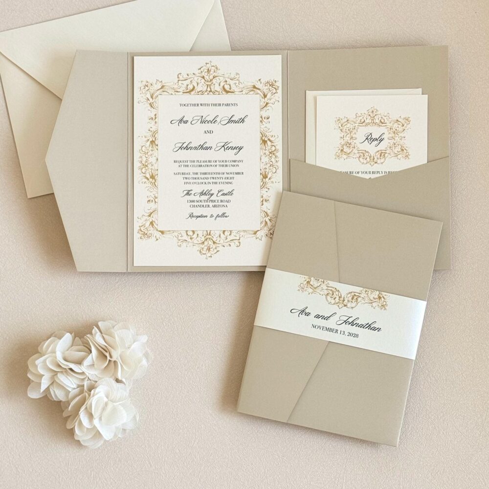 Bridgerton Wedding Invitation Gold Vintage Invite Elegant Custom Baroque Invite Rustic Wedding Theme