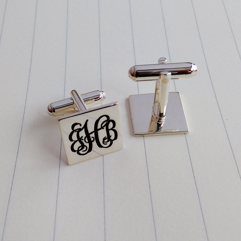 Wedding Cufflinks, Square Initials Cufflinks, Personalized Groom Cufflinks, Monogram Cufflinks, Engraved Cufflinks, Groom Gift From Bride