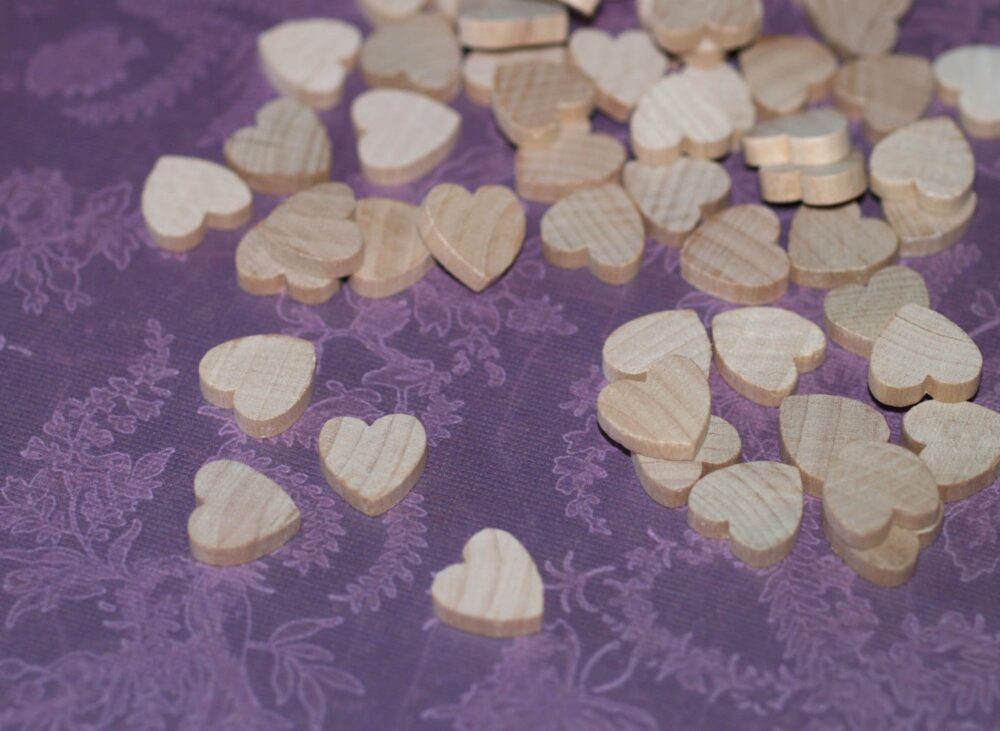 25 Mini Hearts ... 1/2" | 13mm Wooden Wedding Decor Table Scatter Confetti Natural Wood Unfinished Diy Valentine Love