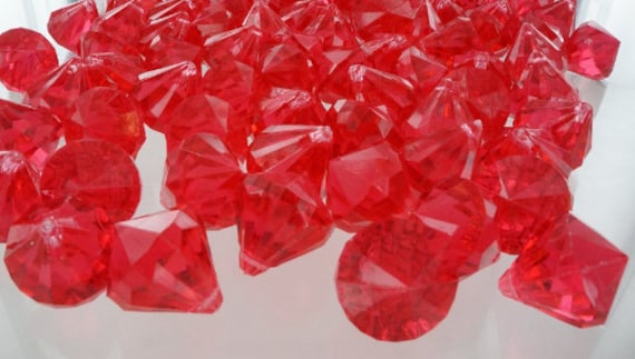 Red Acrylic Plastic Diamonds Pieces, Acrylic Vase Filler, Diamonds, Diamond Table Scatter, Confetti