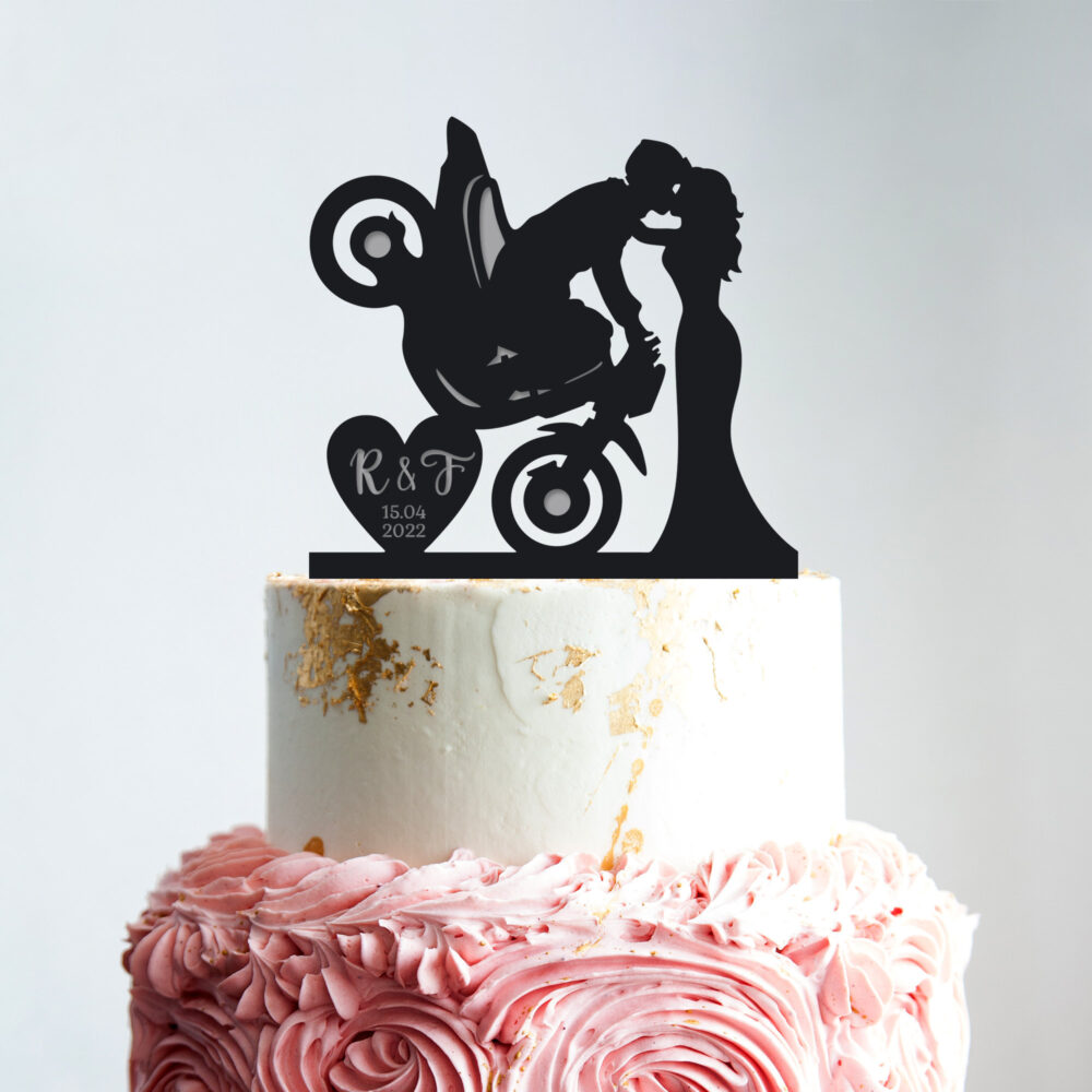 Custom Sport Bike Wedding Bride & Groom Funny Cake Topper, Sport Motorcycle Couple Topper, Motorbike Mr Mrs Topper, B291