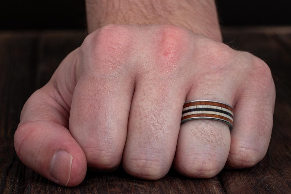 Deer Antler Wedding Band, Mens Wood Ring, Promise Engagement Unique Band