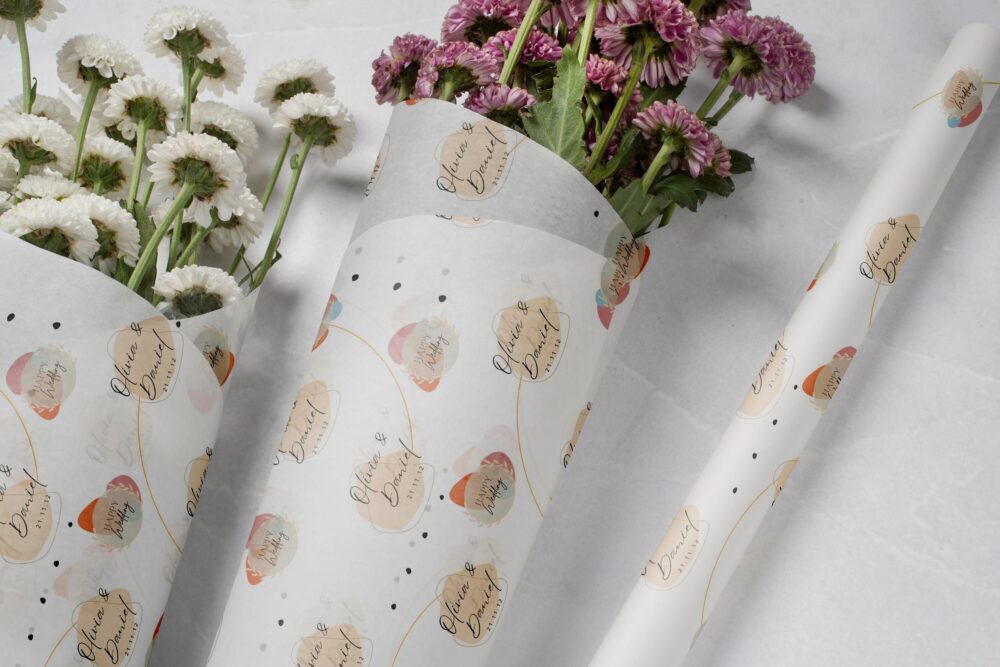 Custom Tissue Paper Wedding Favor Party Gift Packaging Wrap Bride & Groom Name Bridesmaid