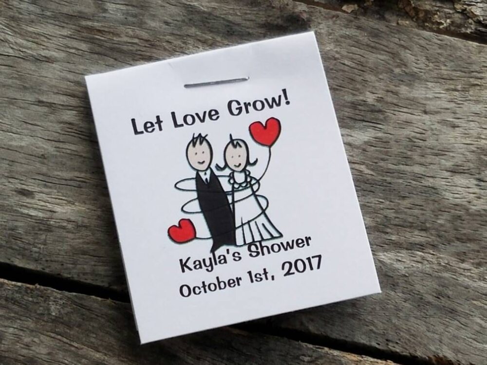 Mini Bridal Shower Favors, Flower Seed Favors, Couples Packets, Bride & Groom Design