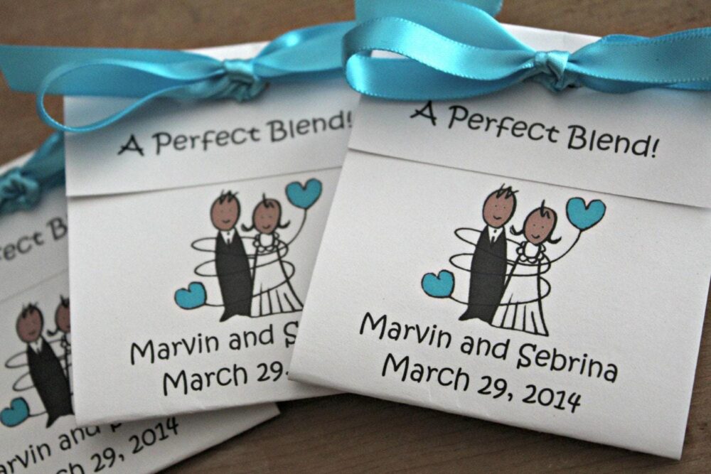 Bride & Groom Tea Favors, Personalized Bridal Shower Party Favors