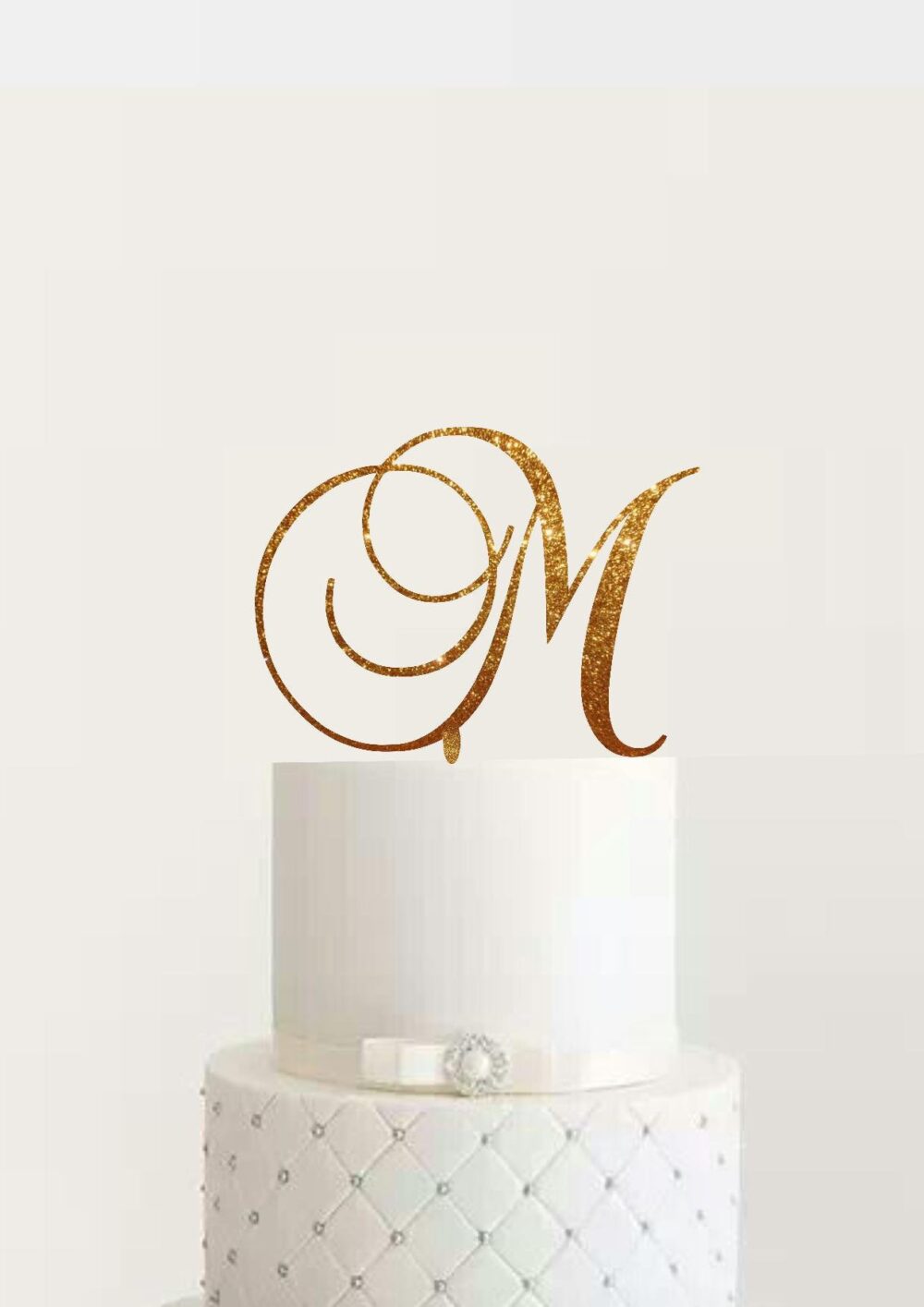 Elegance Wedding Monogram Cake Topper Custom Initial Letter Rose Gold Silver Glitter Unique Decoration Bridal Shower Engagement Anniversary