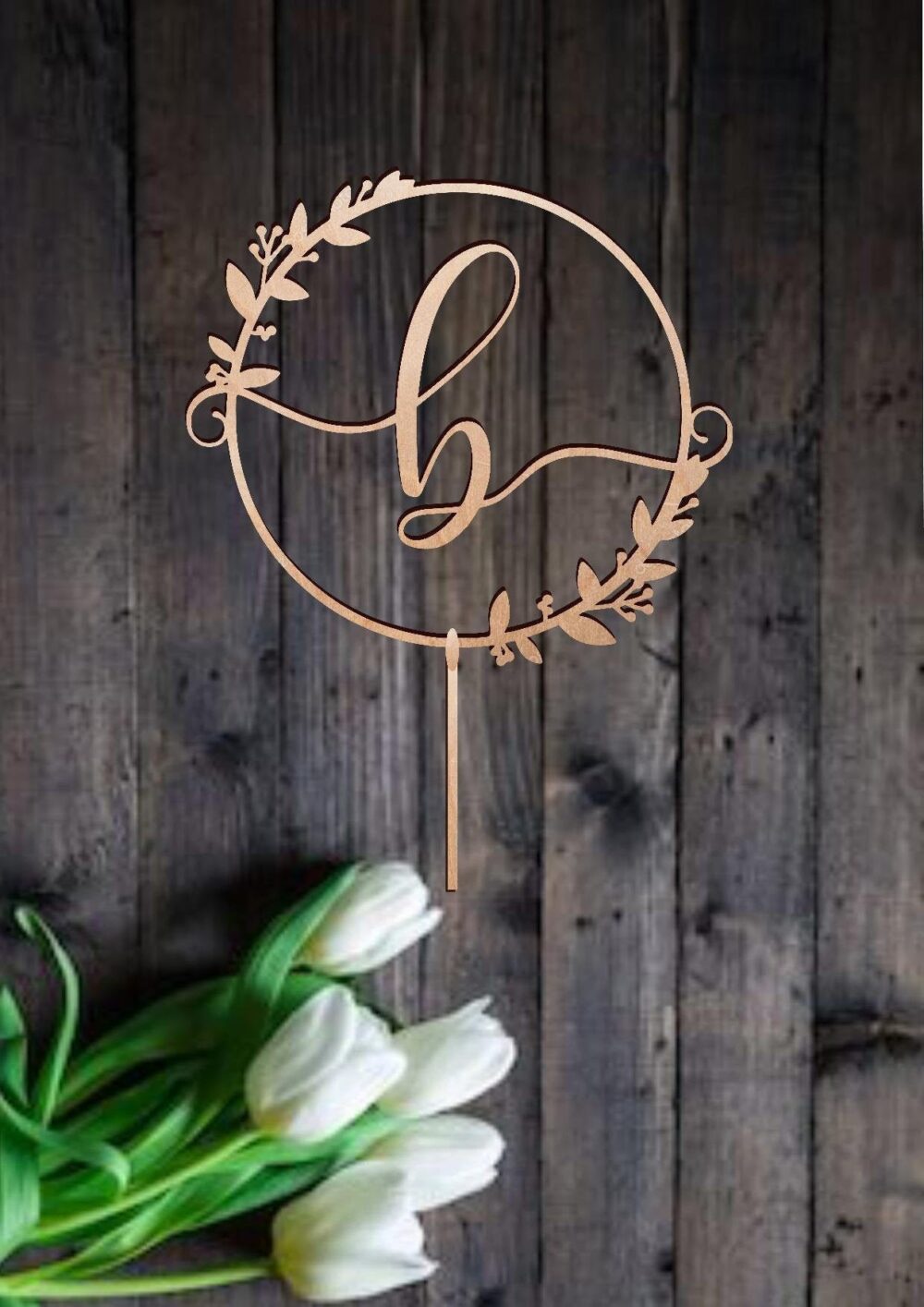 Rustic Wedding Monogram Cake Topper Personalized Letter, Anniversary