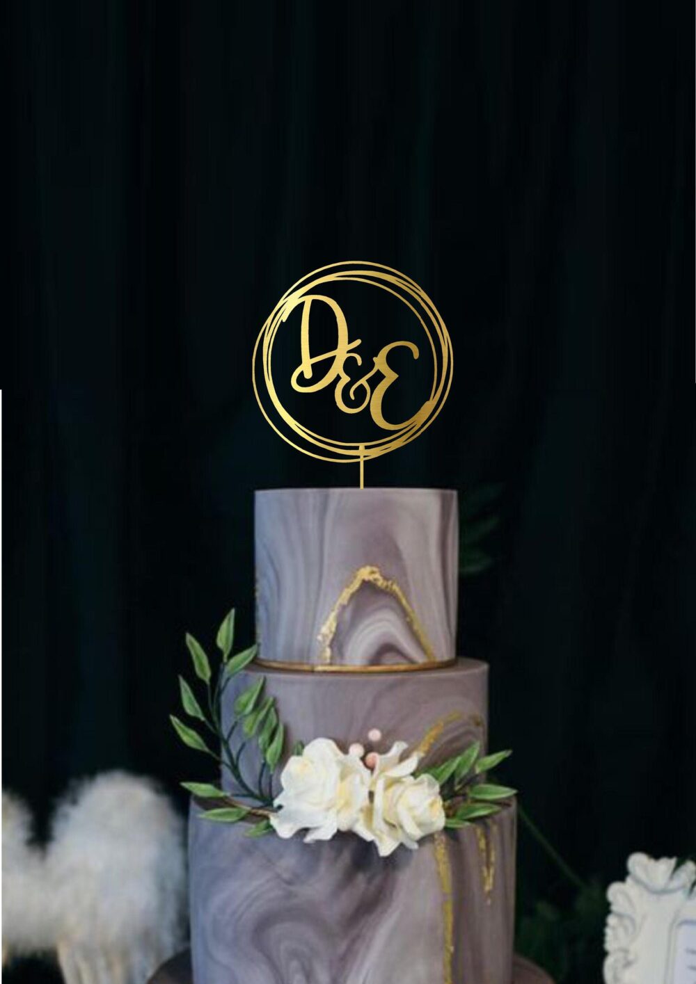 Custom Wedding Monogram Cake Topper Glitter Initial Decoration