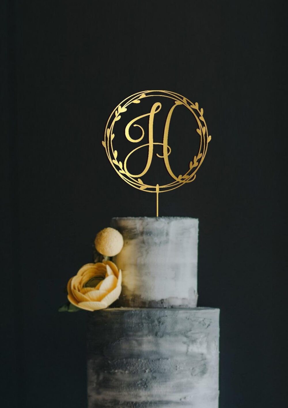Wedding Monogram Cake Topper Custom Initial, Glitter Sparkle