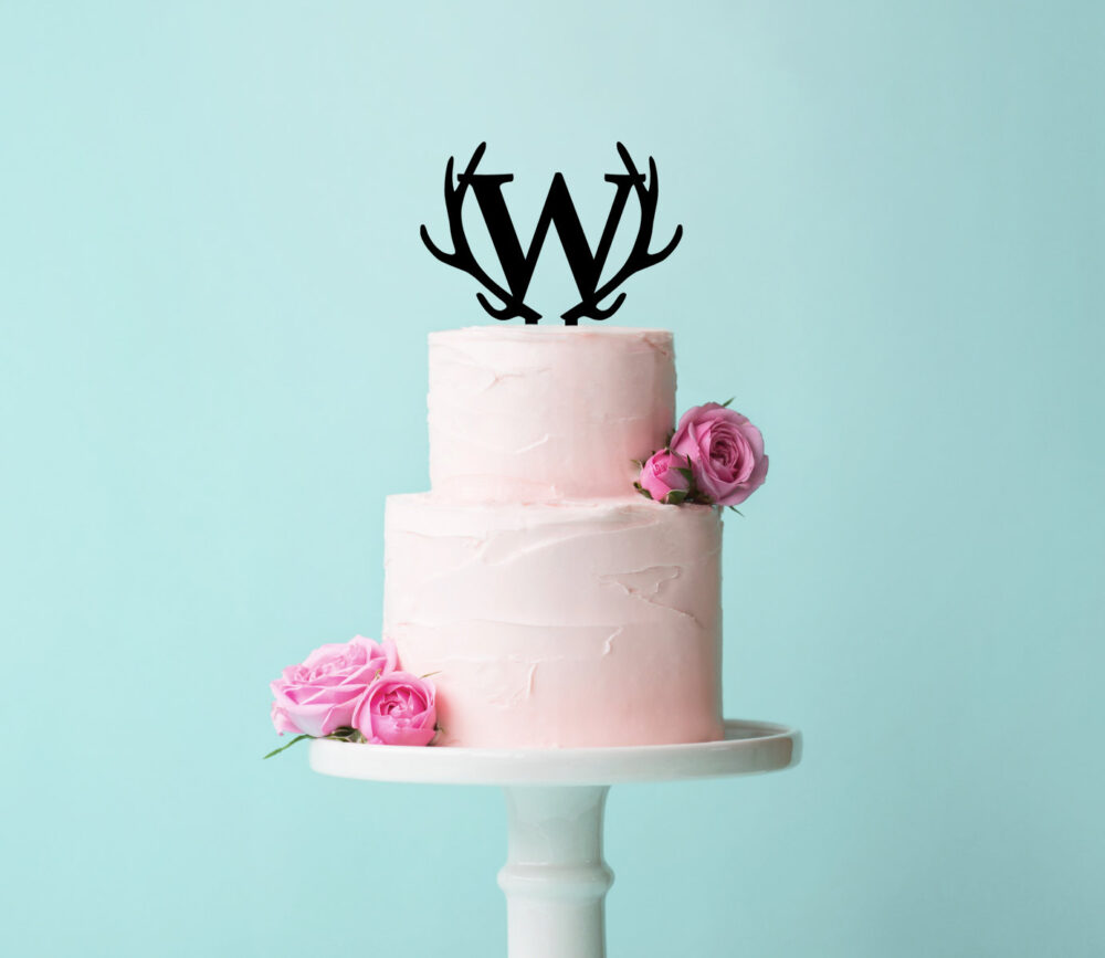 Wedding Letter Cake Topper Monogram Boho Antler Wanderlust | Cla900