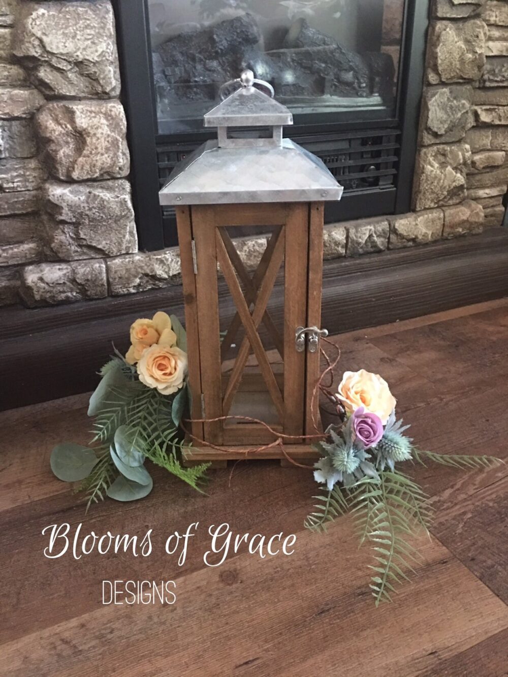 Wedding Centerpiece, Lantern Decoration, Candle Ring, Vine Flowers, Autumn Flowers