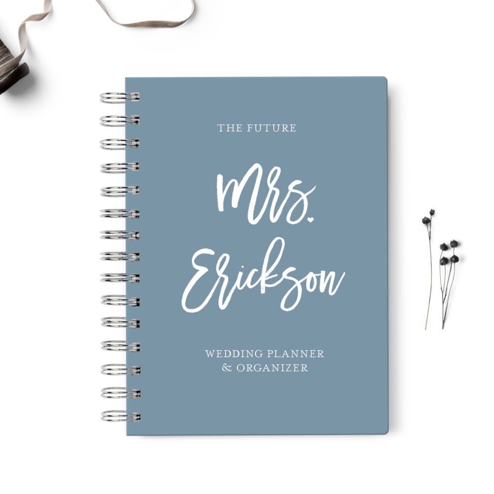 Wedding Planner Book, Event Planning Organizer, 6x8.75, Unique Gift For The Bride, Budget, Seating Chart Checklists, To Do List, Dusty Blue