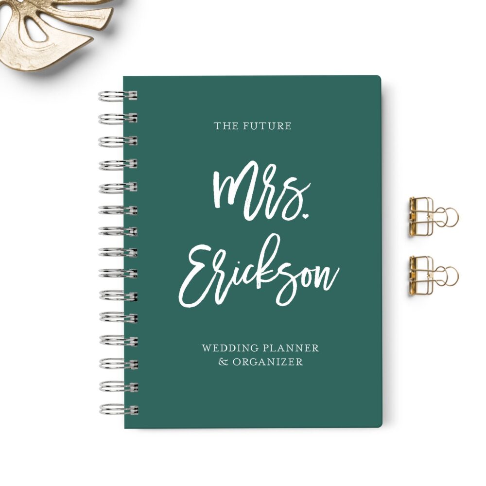 Wedding Planner Book, Event Planning Organizer, 6x8.75, Unique Gift For Bride, Budget, Seating Chart Checklists, To Do List, Hunter Green