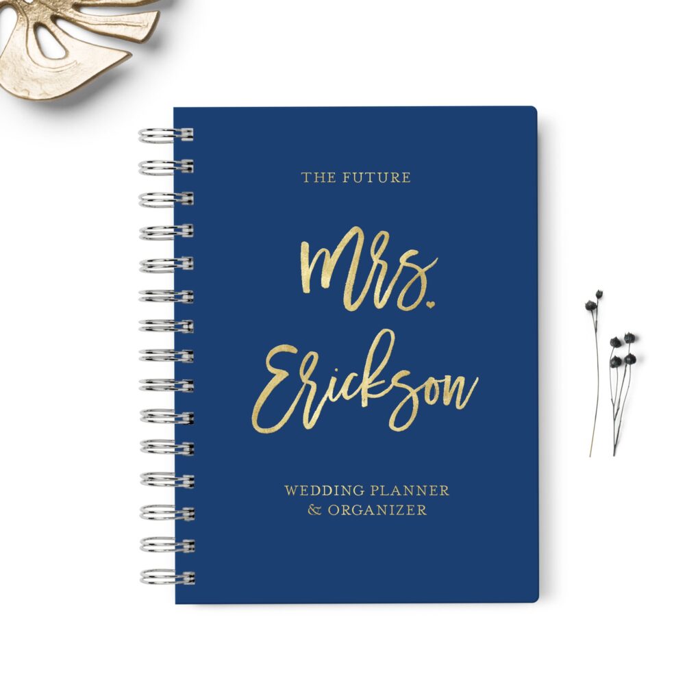 Wedding Planner Book, Event Planning Organizer, 6x8.75, Unique Gift For The Bride, Budget, Seating Chart Checklists, To Do List, Navy Blue