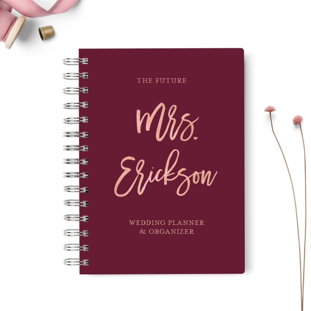Wedding Planner Book, Event Planning Organizer, 6x8.75, Unique Gift For The Bride, Budget, Seating Chart Checklists, To Do List, Burgundy