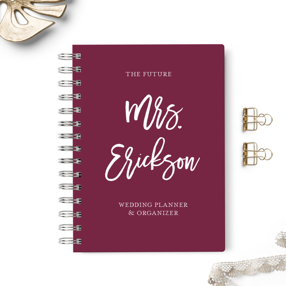 Wedding Planner Book, Event Planning Organizer, 6x8.75, Unique Gift For The Bride, Budget, Seating Chart Checklists, To Do List, Burgundy