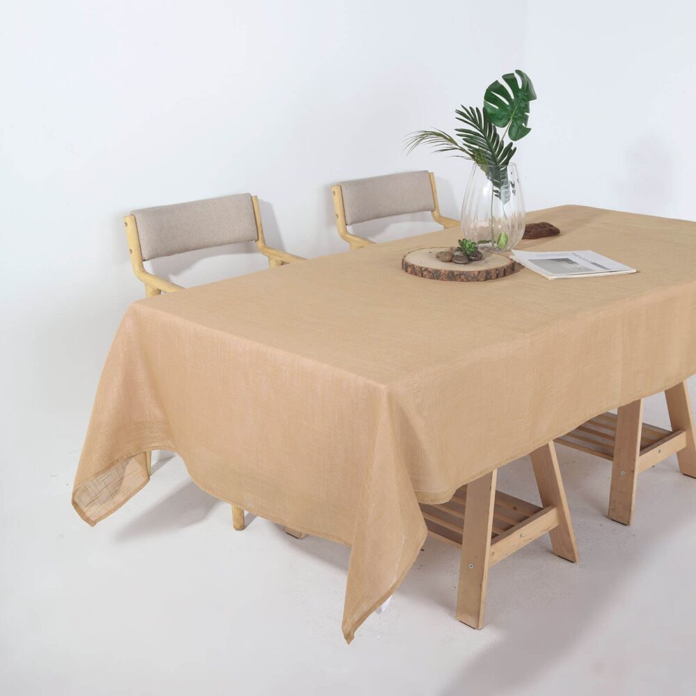 60x102" Natural Rectangular Tablecloth, Premium Faux Linen, Wrinkle Free Table Cloth, Rustic Wedding, Decor, Burlap Tablecloth