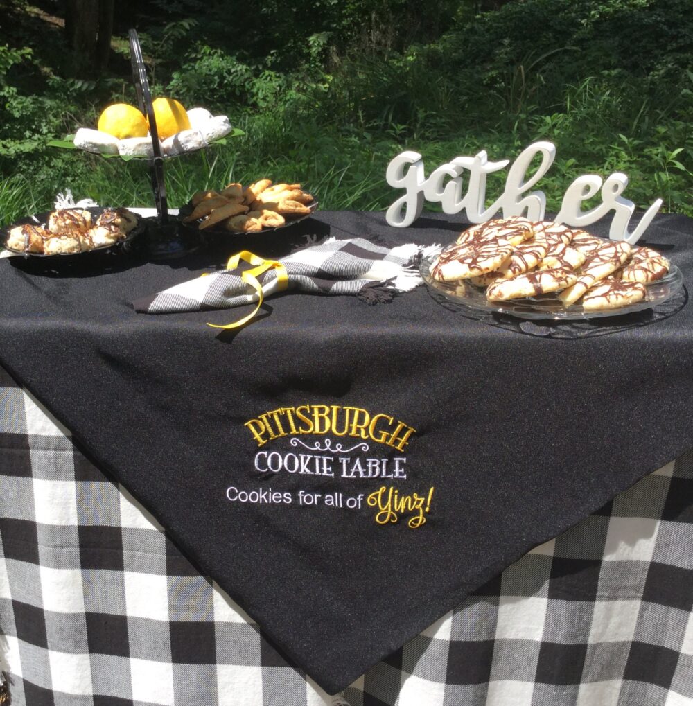 Pittsburgh Cookie Table/Wedding Sign Dessert Embroidered Tablecloth Personalized/Custom/ Yinz Decor/ Bridal Gift