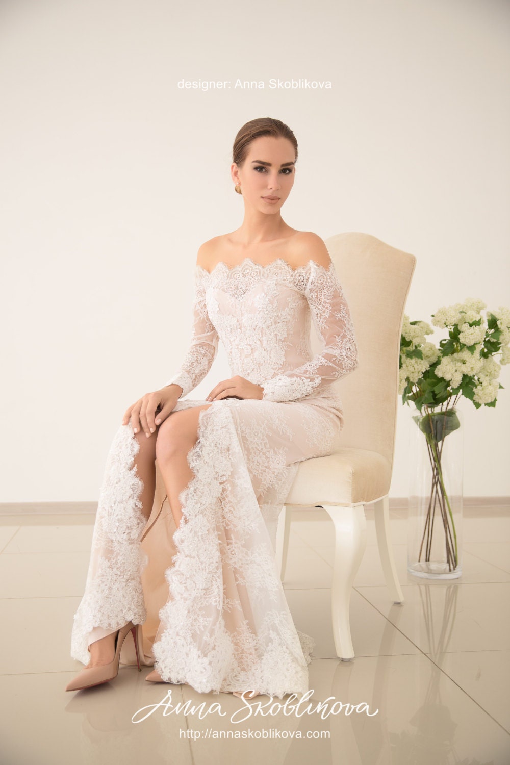 Blush Wedding Dress - Hand Embroidered, Royal Dress, Wedding Gown, Ball Bridal Gown 0046