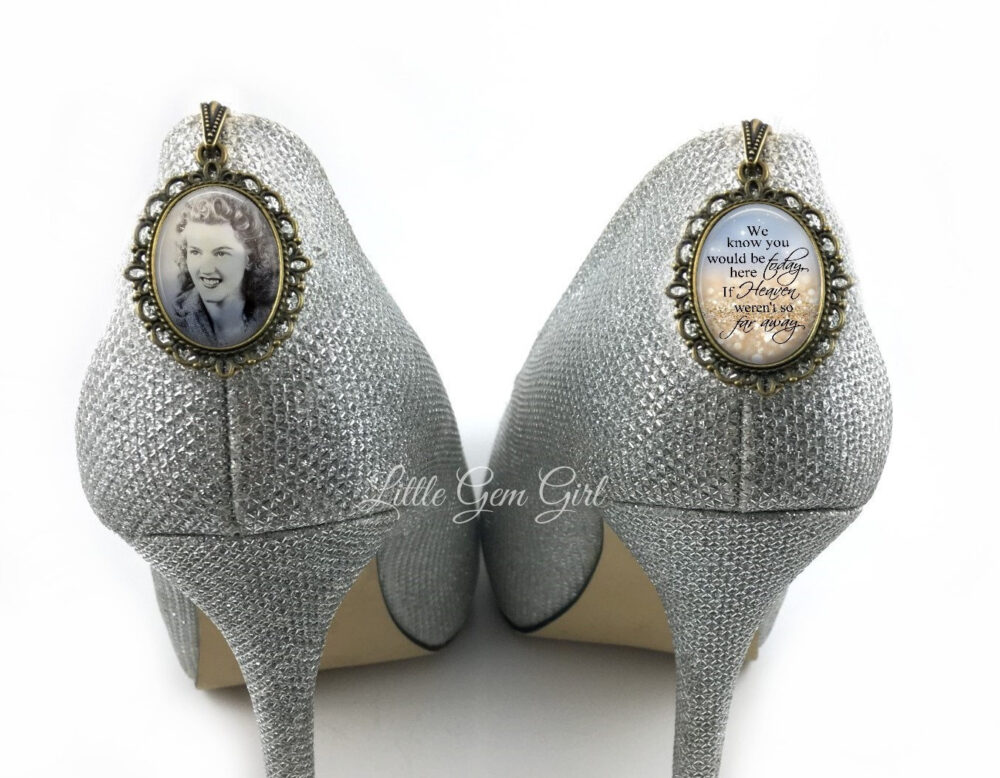 Custom Photo Bridal Shoe Charms - Wedding Personalized Memorial Picture Charm in Memory Walk With Me