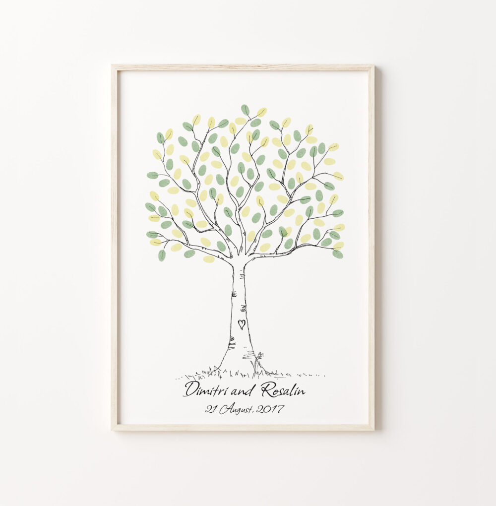 Wedding Guest Book, Printable Guest Book, Fingerprint Tree, Customizable Sketch Thumbprint Tree