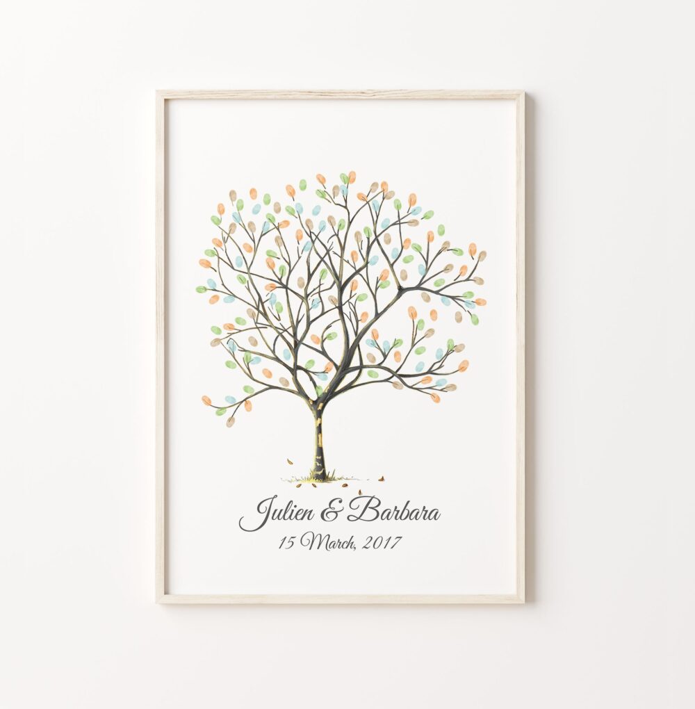 Thumbprint Tree Guest Book, Printable Guest Book, Wedding Fingerprint Tree, Customizable Birthday