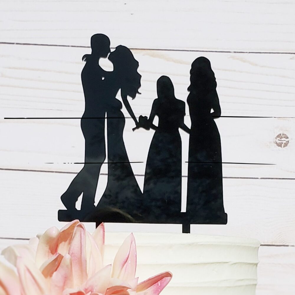 Custom Family Wedding Cake Topper, Wedding, Silhouette Cake, Topper With Kid, Perso, A2
