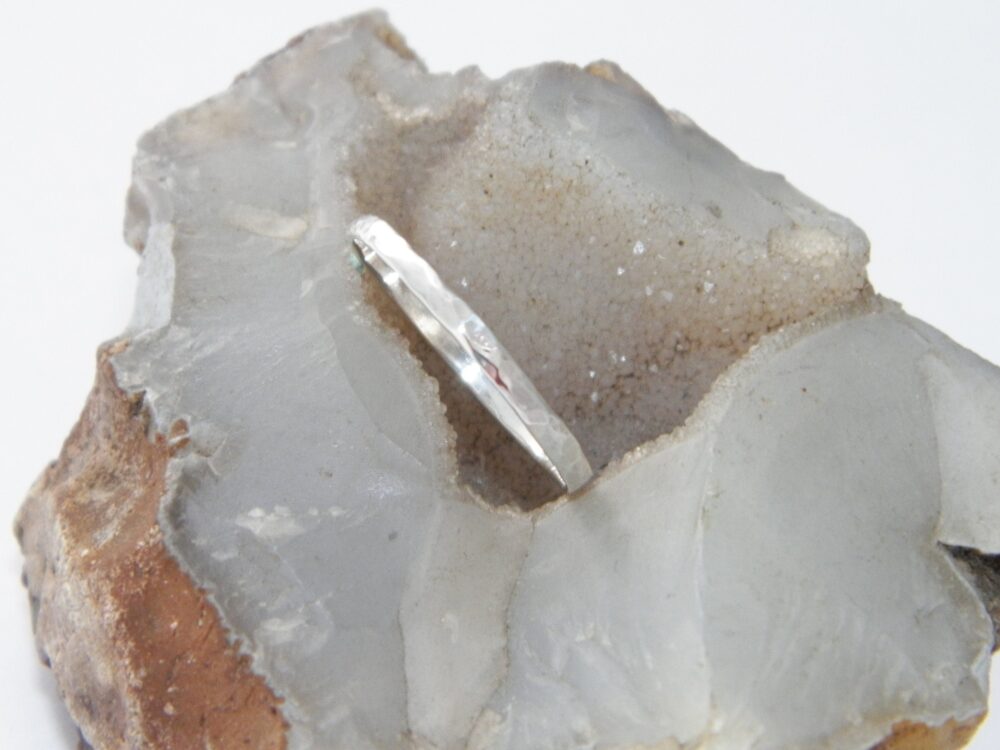 Hammered.925 Sterling Silver Wedding One Band Stackable Ring-Choose Your Size