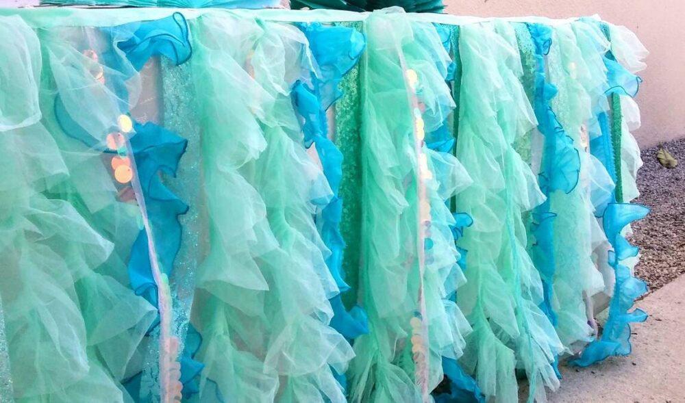 Under The Sea Table Skirt With High Quality Fabric Trims Lace Ribbon For Beach Wedding Or Mermaid Birthday Party
