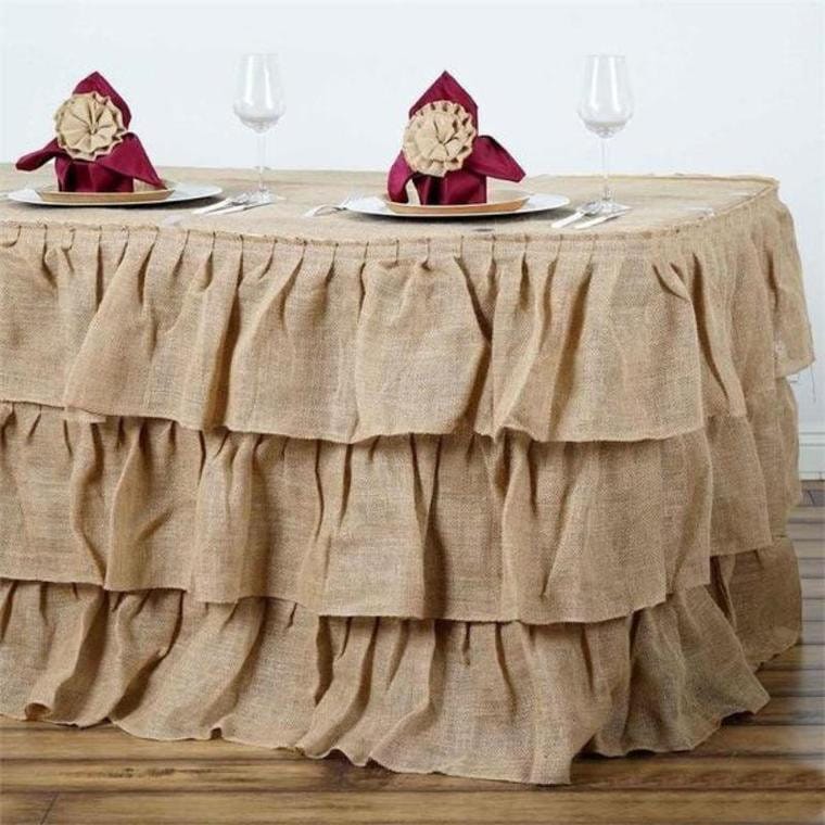 21Ft Wholesale Natural 3 Tier Rustic Elegant Ruffled Burlap Table Skirt