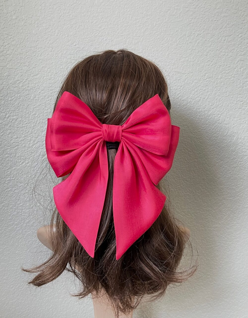 Pearlescent Satin Hair Bow Barrette Handmade Women's Accessory