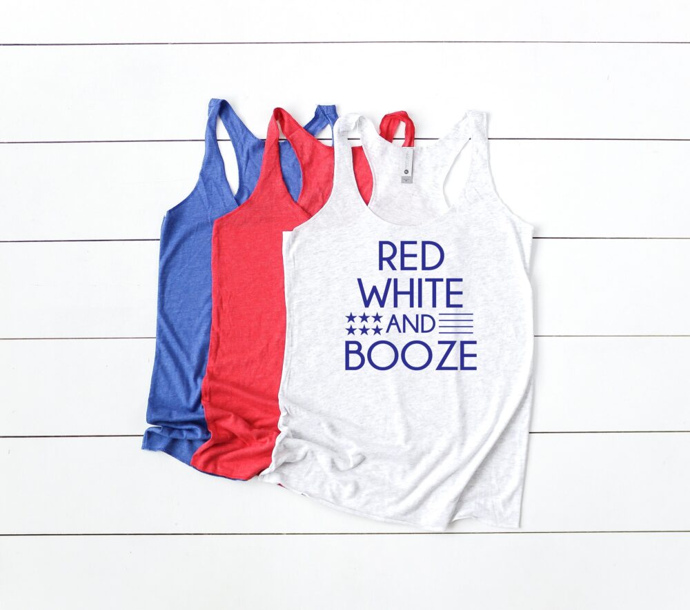 Red White & Booze - 4Th Of July Tank Funny Shirt Womens Fourth