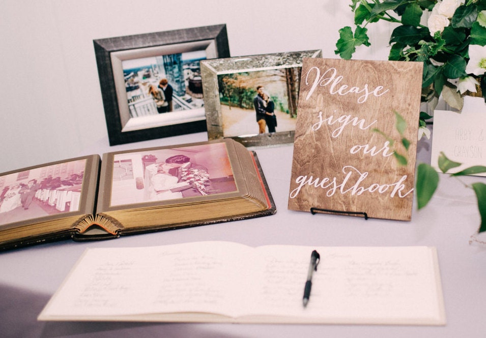 Guestbook Sign, Guest Book Wedding Sign, Wood Guestbook, Please Sign Our Wooden Signs - Wood -Nc